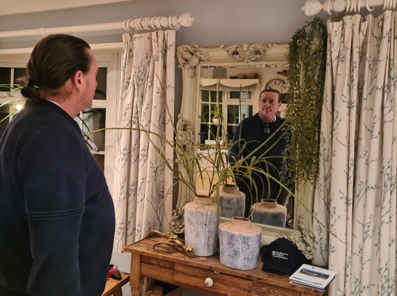 Looking at myself in a mirror.
